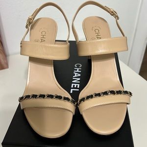 CHANEL Beige and Black Sandals